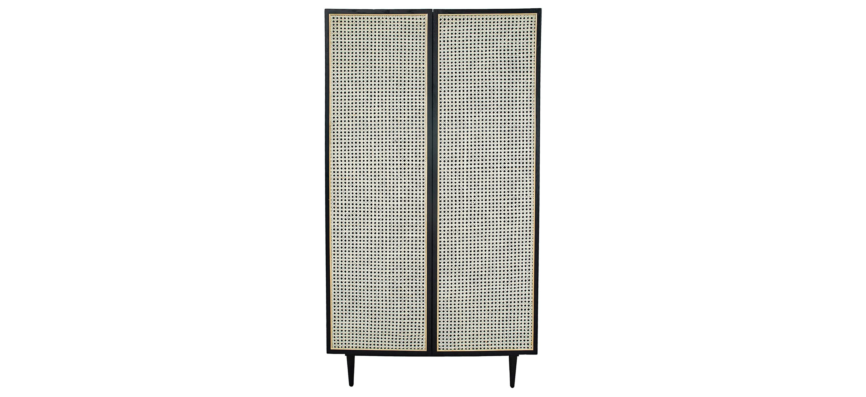 Cane Bookcase With Full Doors
