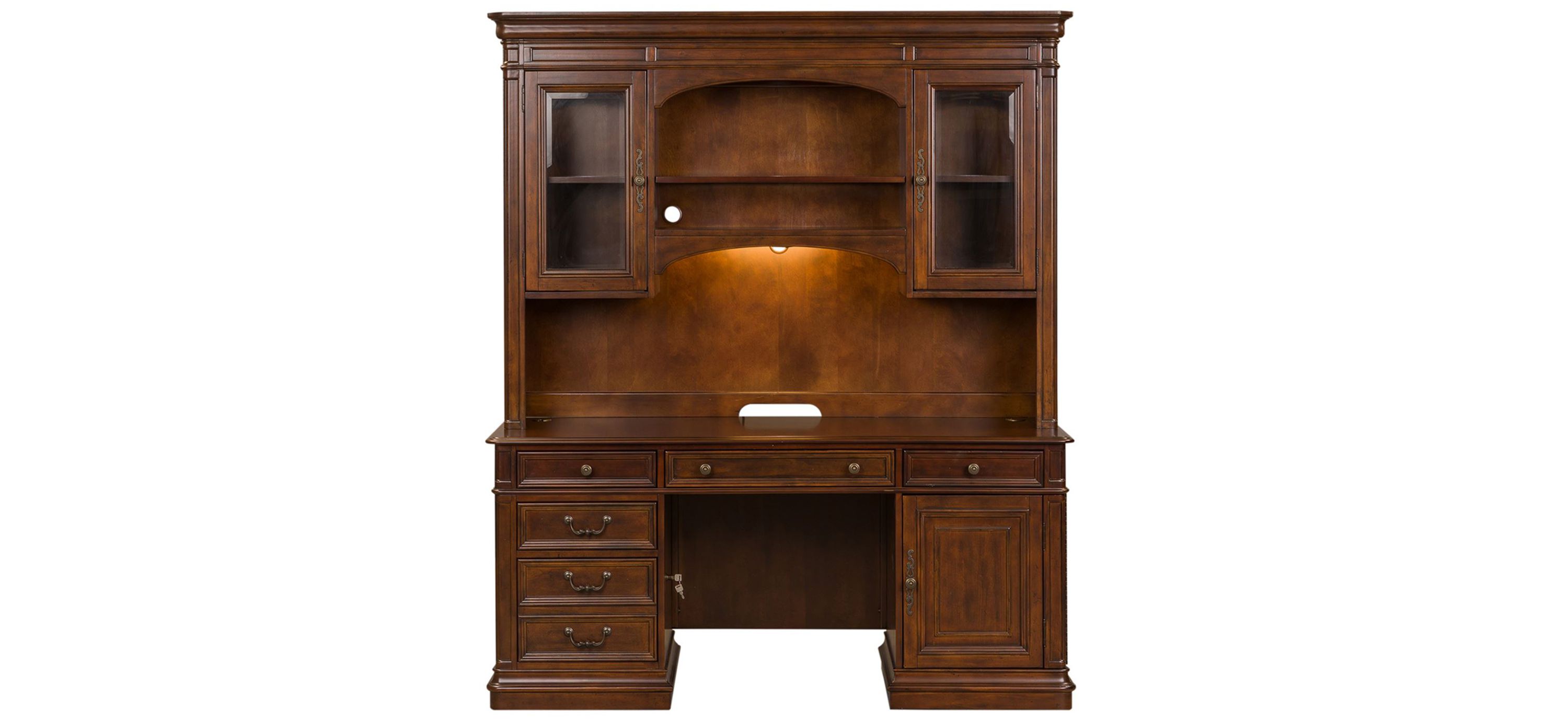 Brayton Manor 2-pc. Credenza and Hutch w/ Lighting