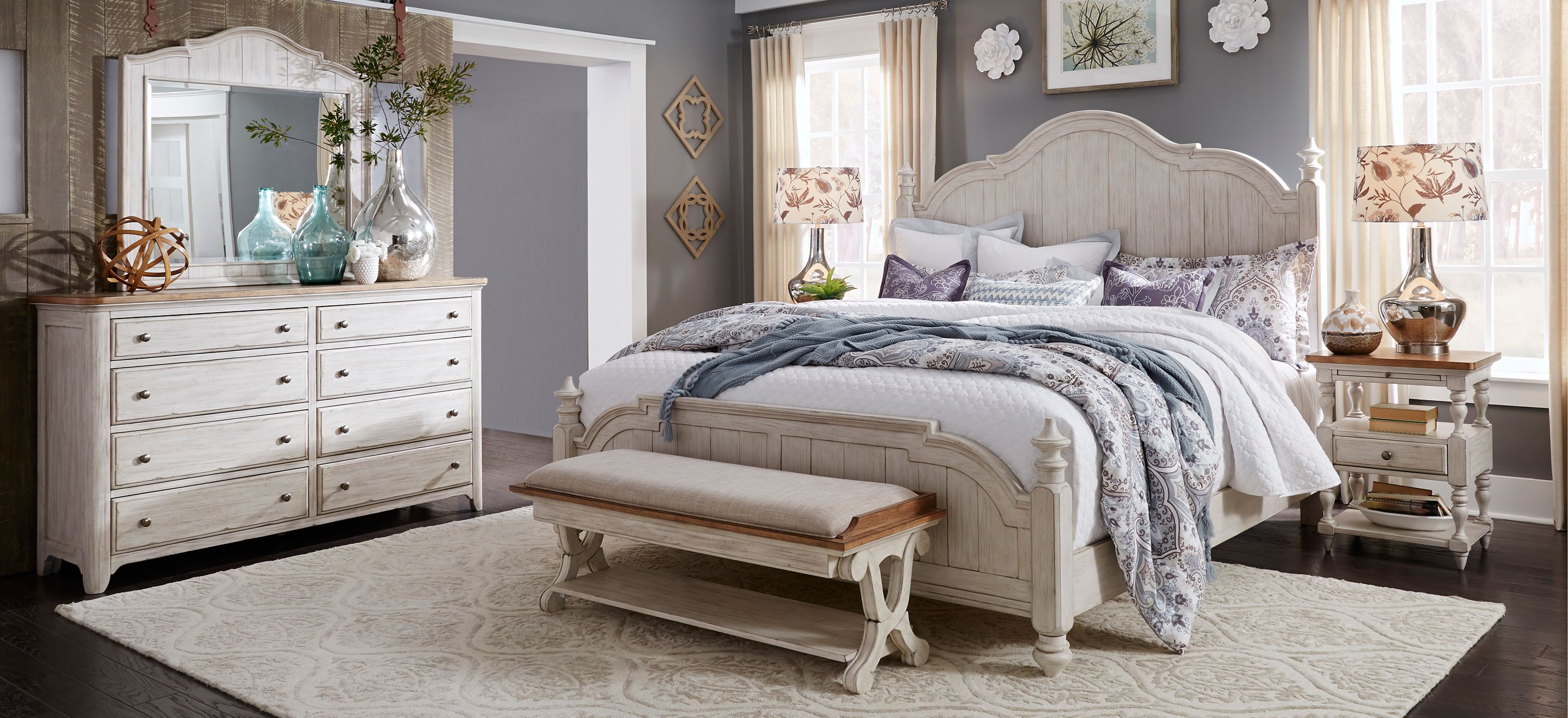 Farmhouse Reimagined 4-pc. Bedroom Set w/ Open Nightstand