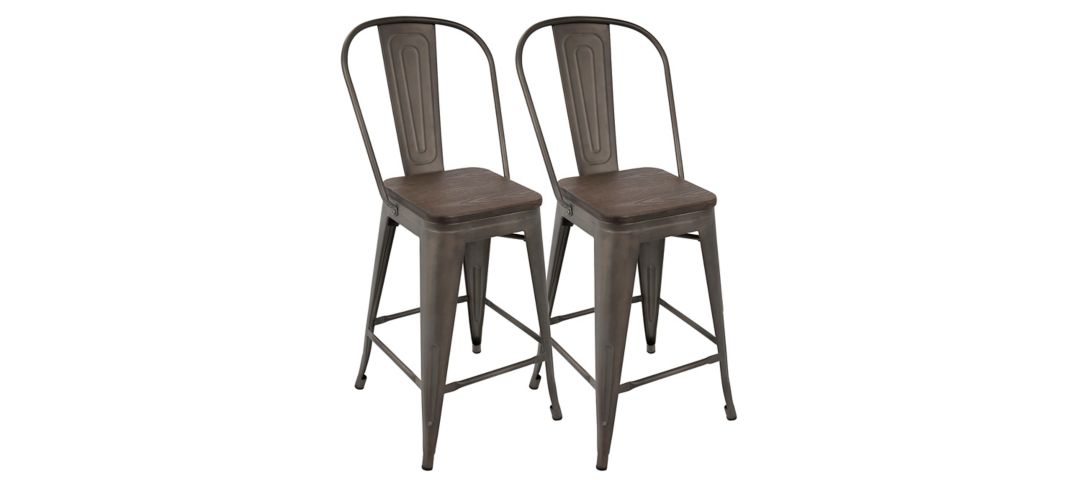 Oregon High Back Counter-Height Stool: Set of 2