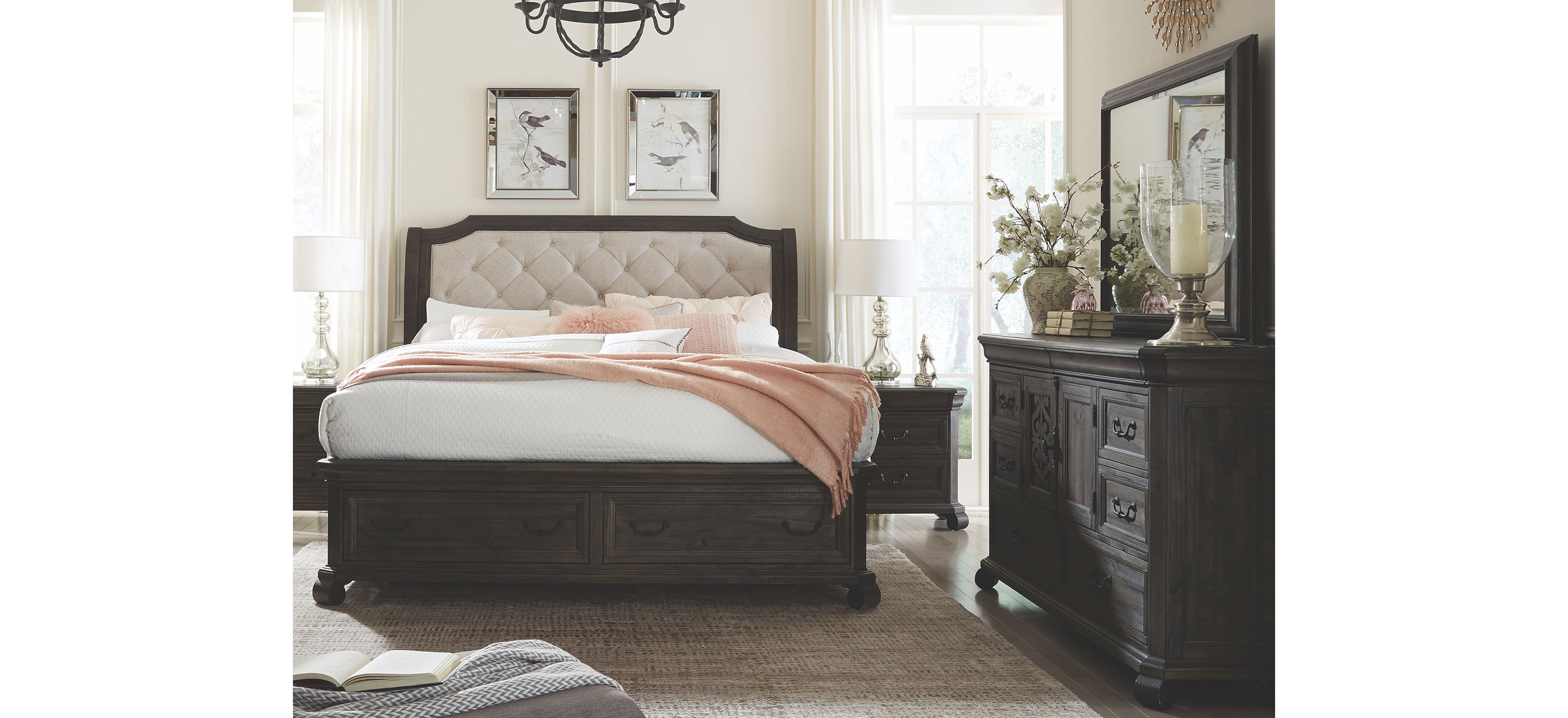 Bellamy 4-pc. Upholstered Bedroom Set with Storage Sleigh Bed
