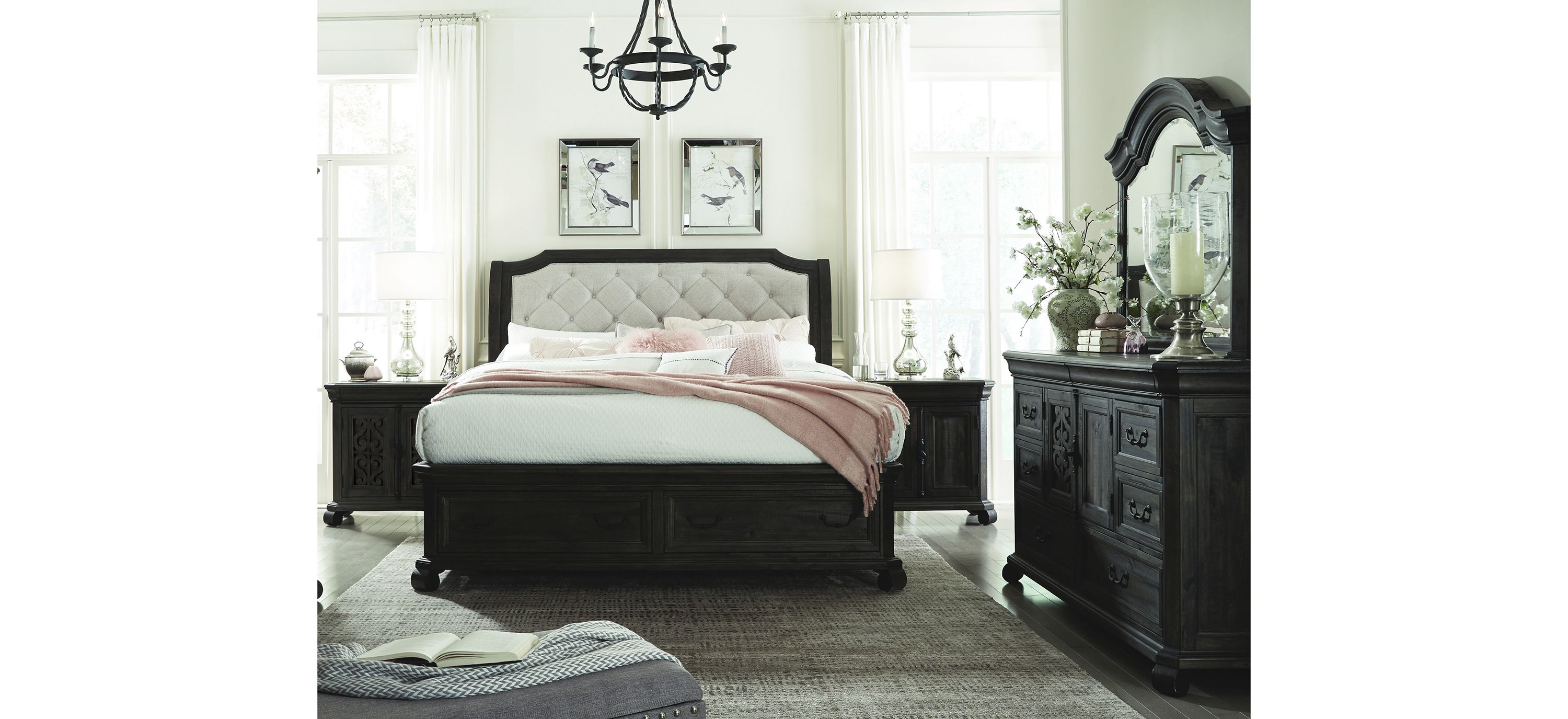 Bellamy Upholstered 4-pc. Sleigh Bedroom Set with Storage Bed