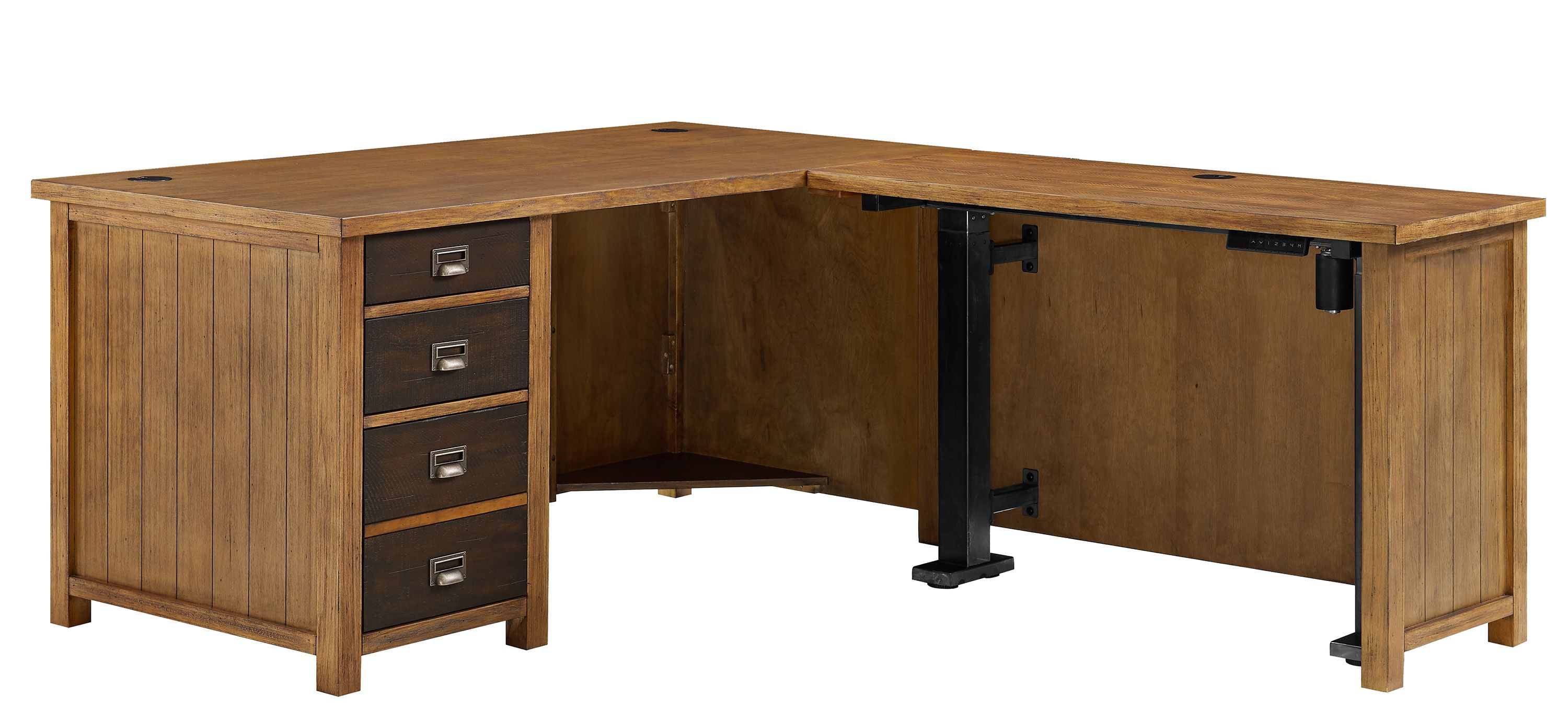 Heritage L-Shaped Adjustable-Height Standing Computer Desk