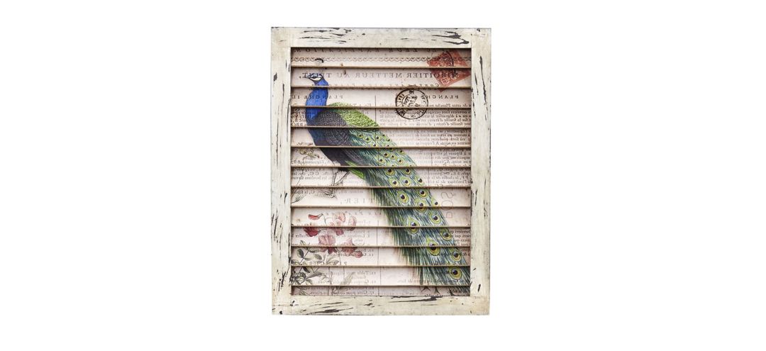 Peacock Window Shutter Wall Décor