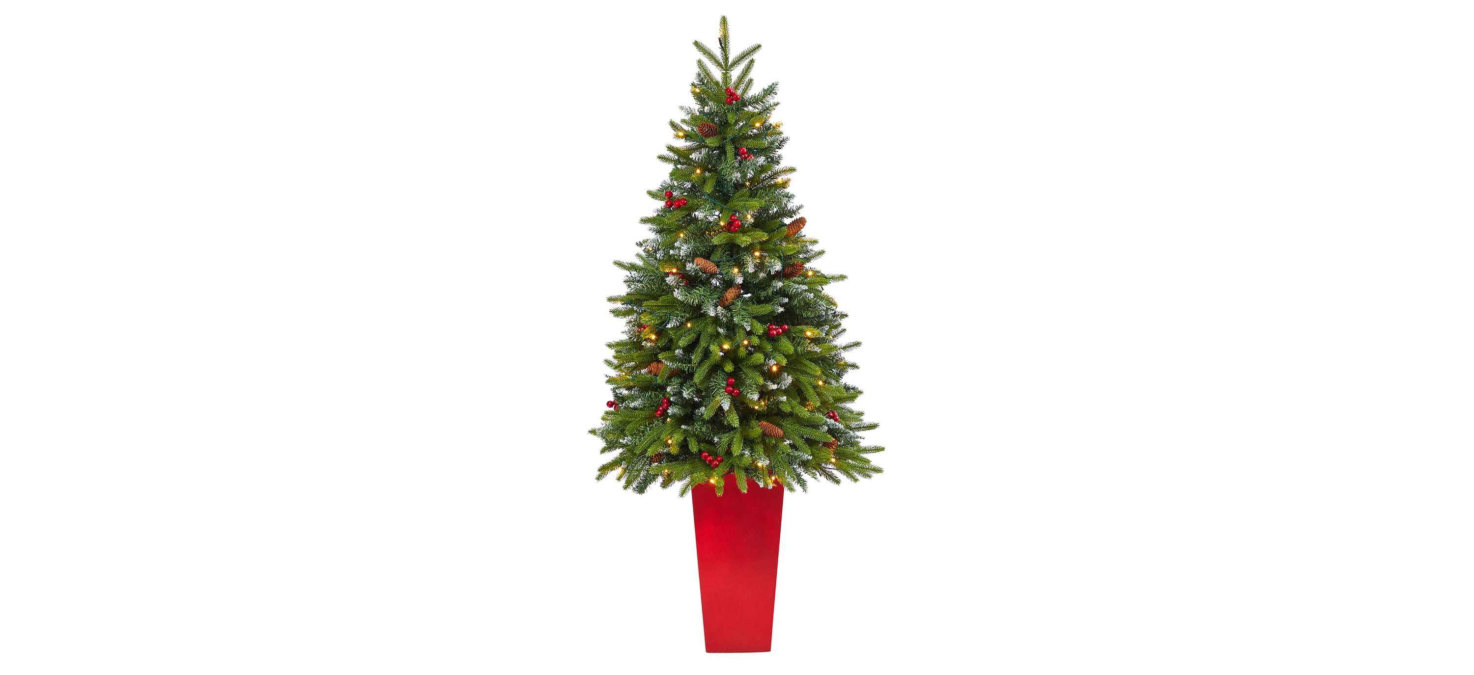 62 Pre-Lit Snow Tipped Portland Spruce Artificial Tree