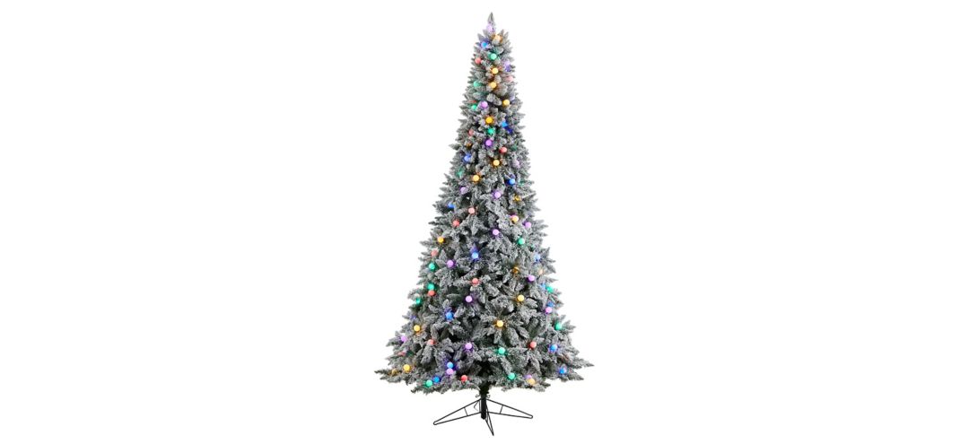 9.5 Pre-Lit Flocked British Columbia Mountain Fir Artificial Tree