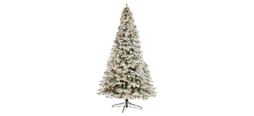 10 Pre-Lit Flocked Vermont Mixed Pine Artificial Tree