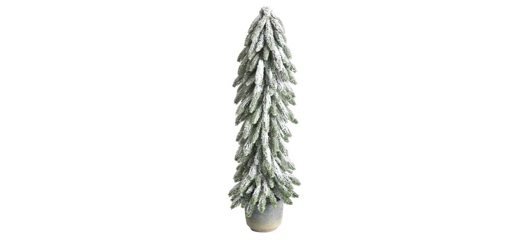 "33"" Flocked Artificial Tree in Decorative Planter"