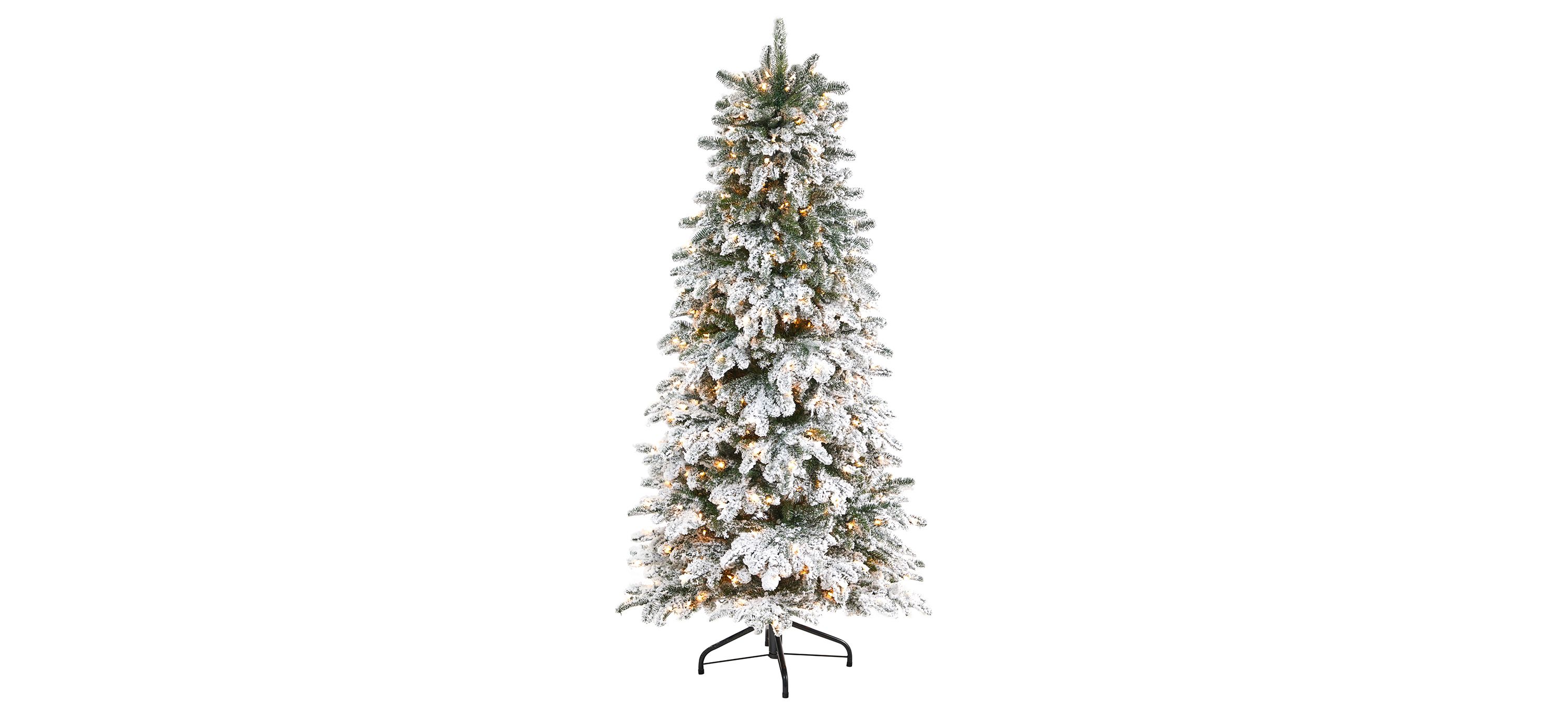 6 Pre-Lit Flocked North Carolina Fir Artificial Tree