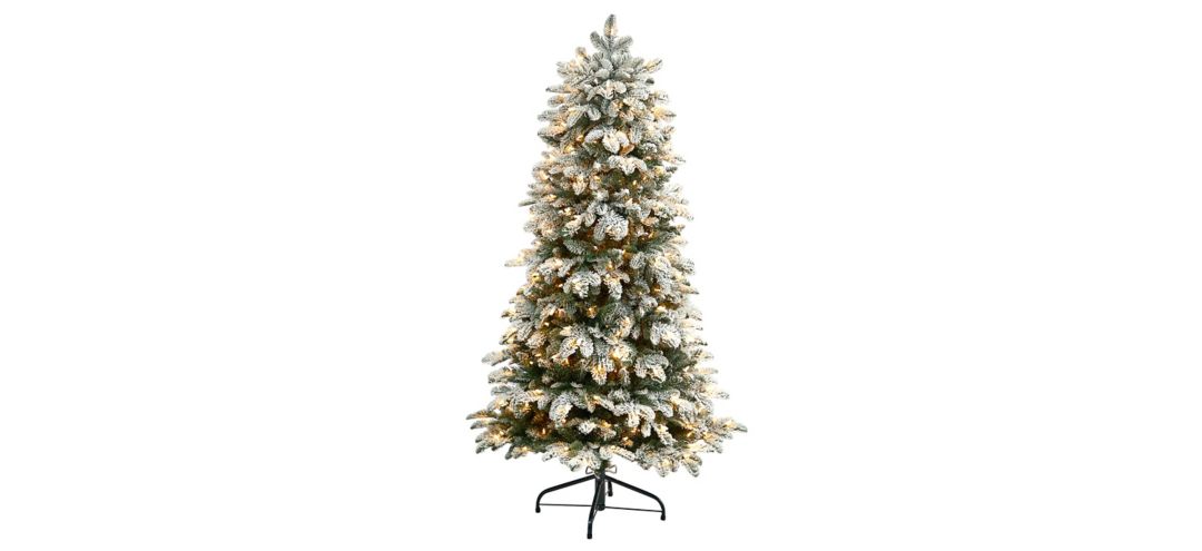 5 Pre-Lit Flocked North Carolina Fir Artificial Tree