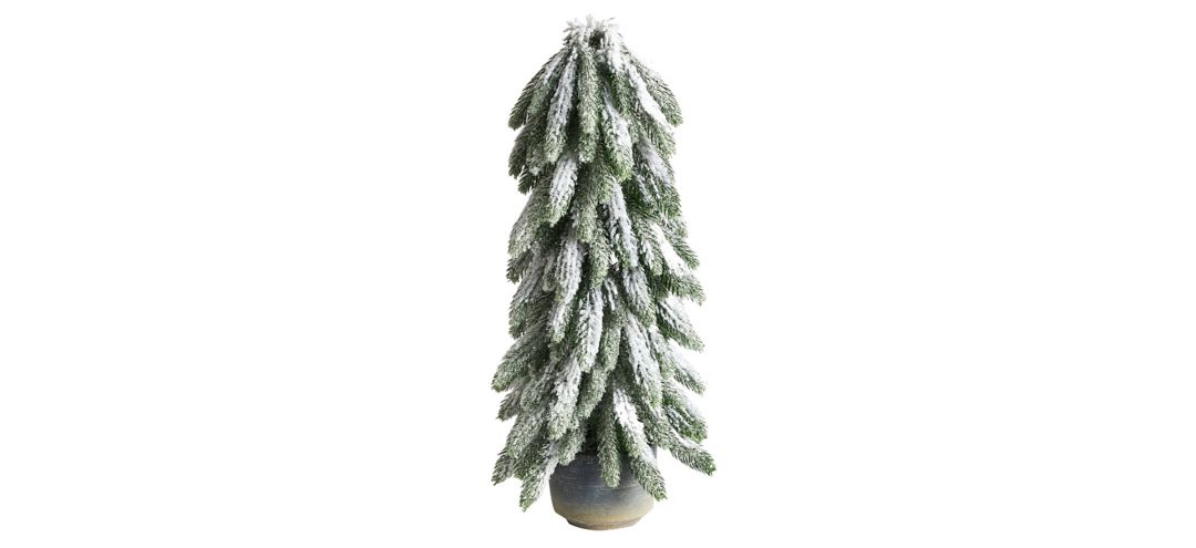 "21"" Flocked Artificial Tree in Decorative Planter"