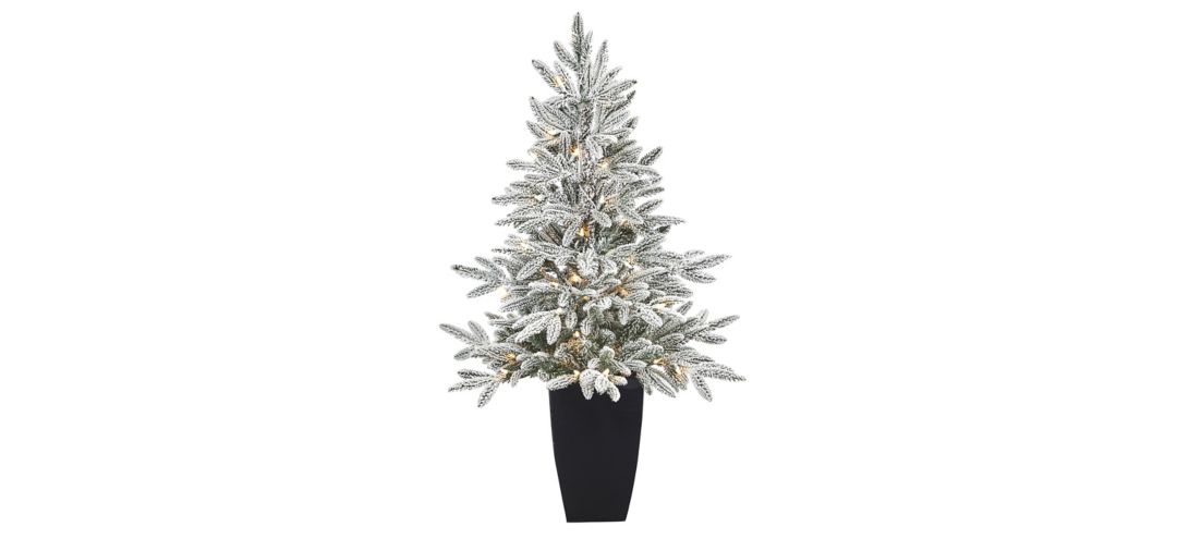 3.5' Pre-Lit Flocked Manchester Spruce Artificial Tree