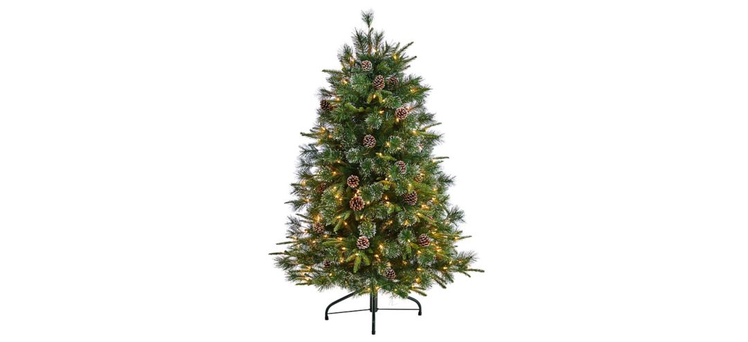 5' Pre-Lit Snowed Tipped Clermont Mixed Pine Artificial Tree