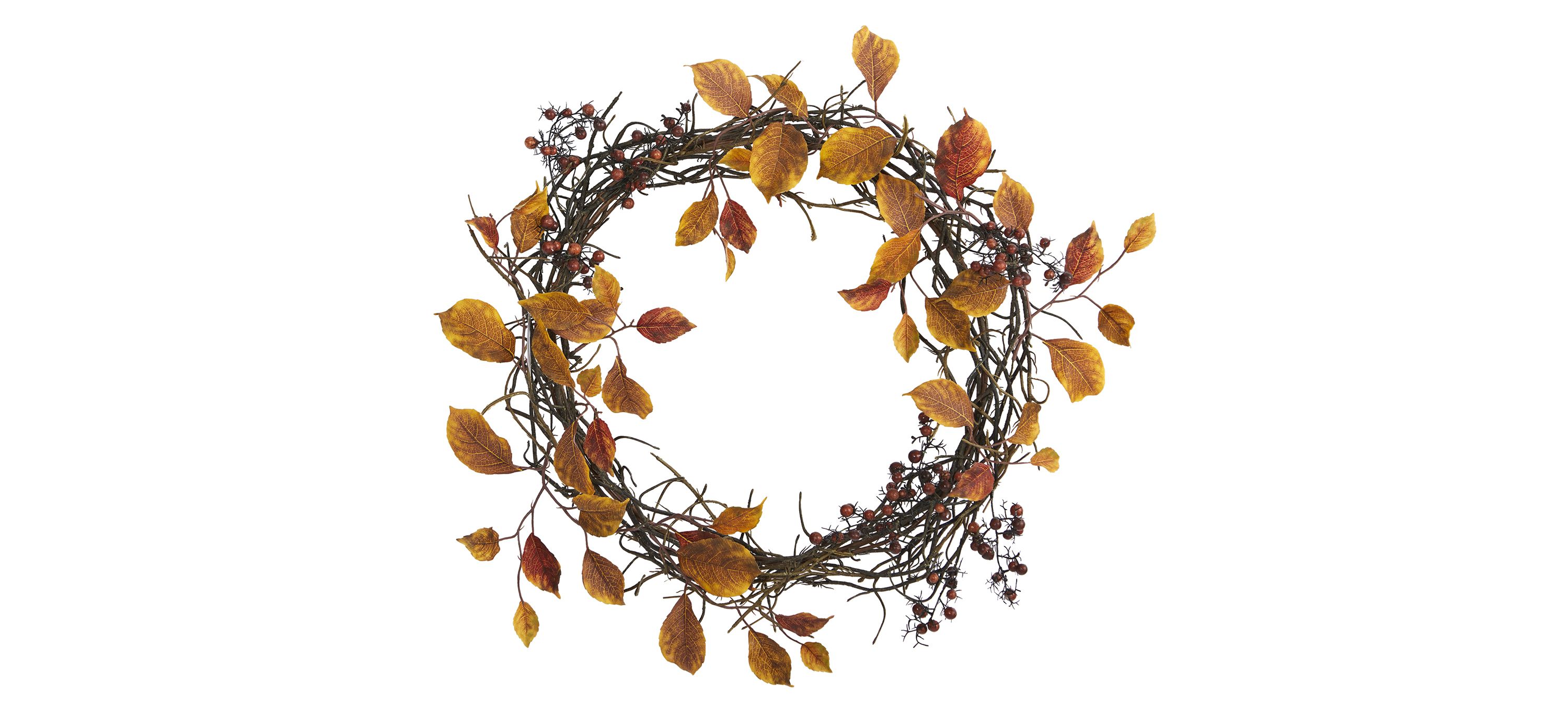 19 Leaf and Twig Artificial Wreath