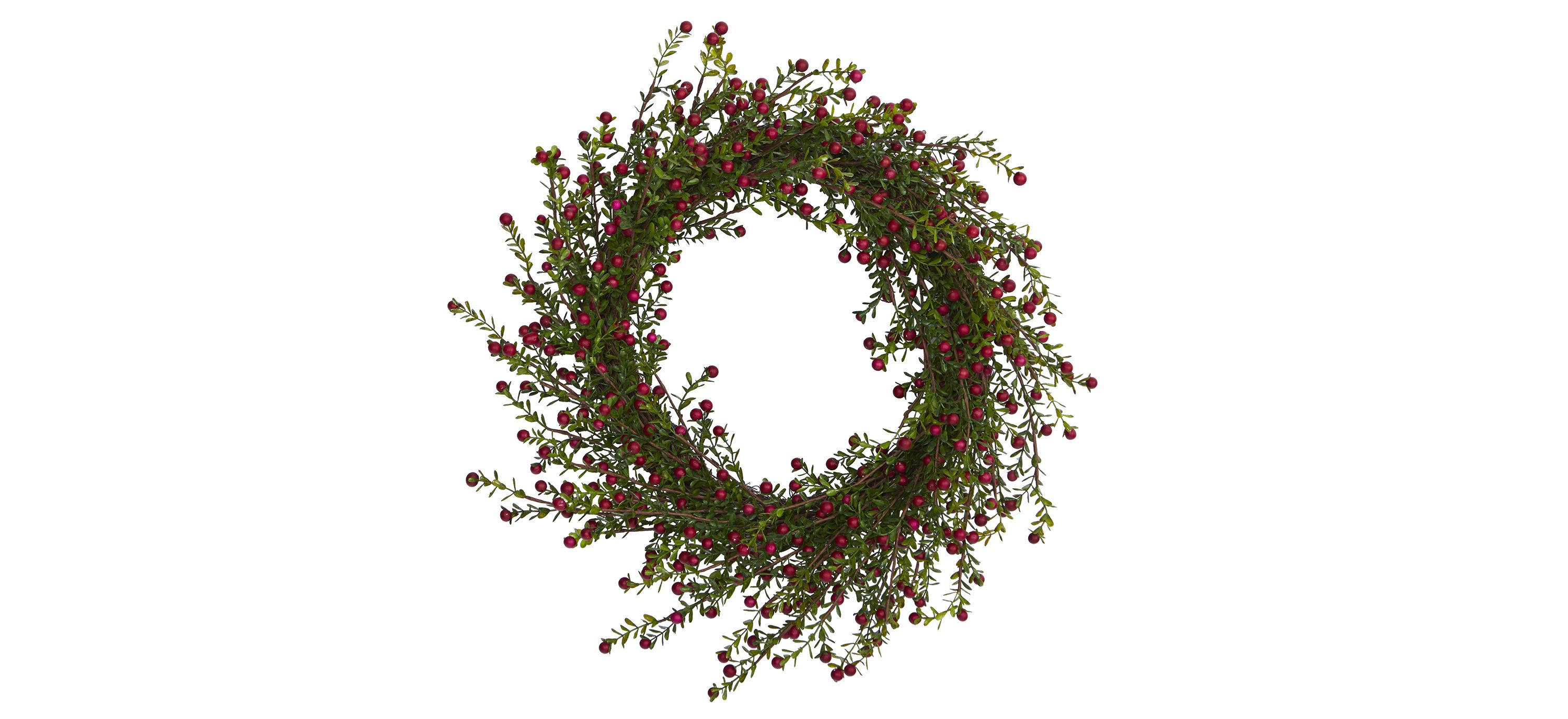 20 Boxwood and Berries Artificial Wreath