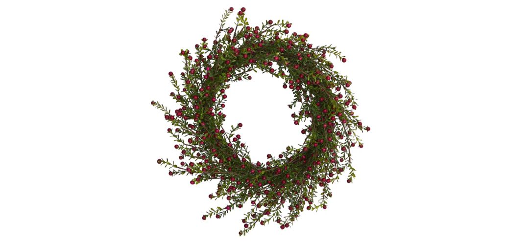 "20"" Boxwood and Berries Artificial Wreath"