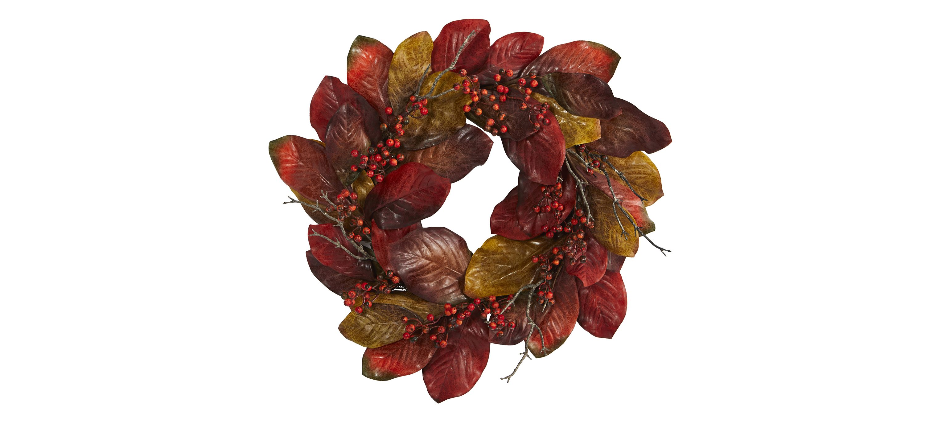 24 Leaf and Berries Artificial Wreath