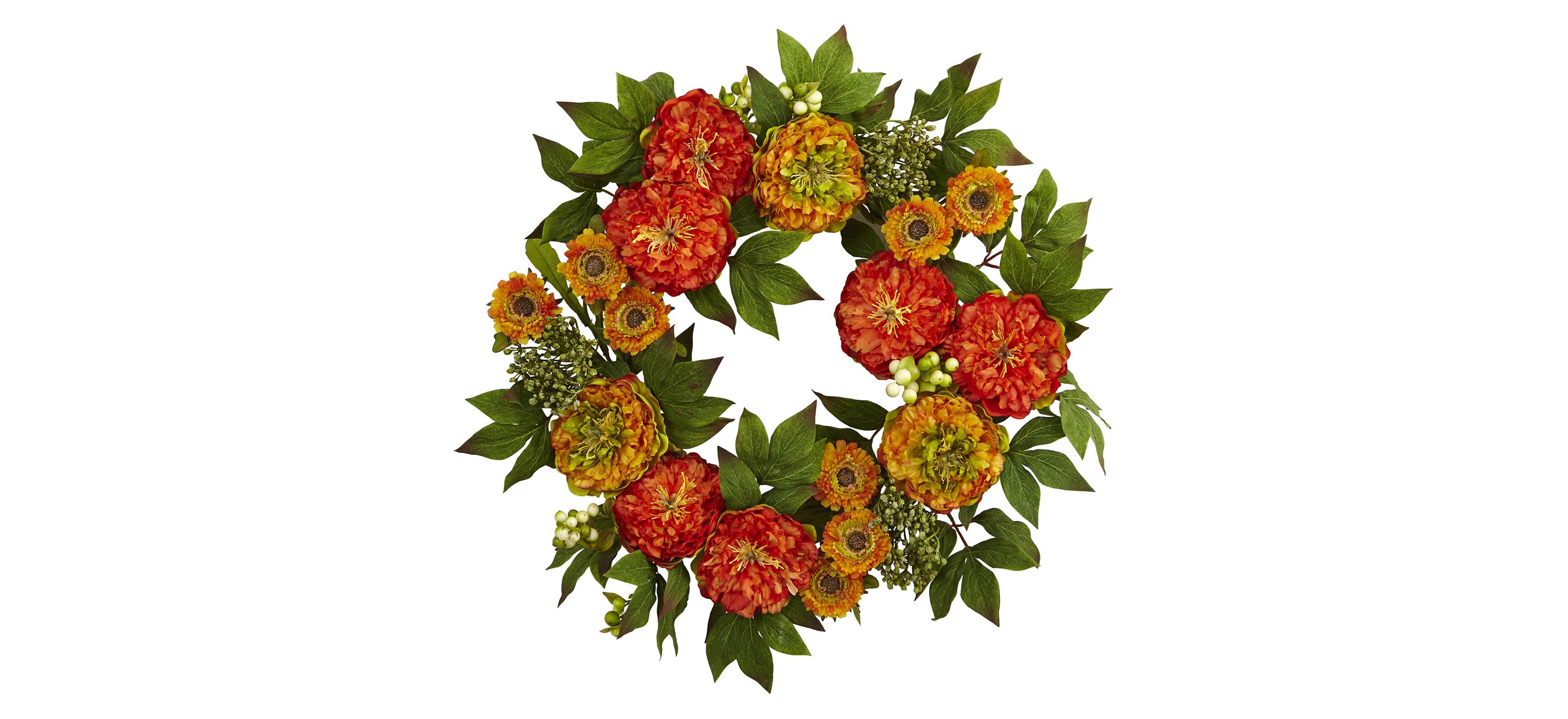 24 Peony and Mum Artificial Wreath