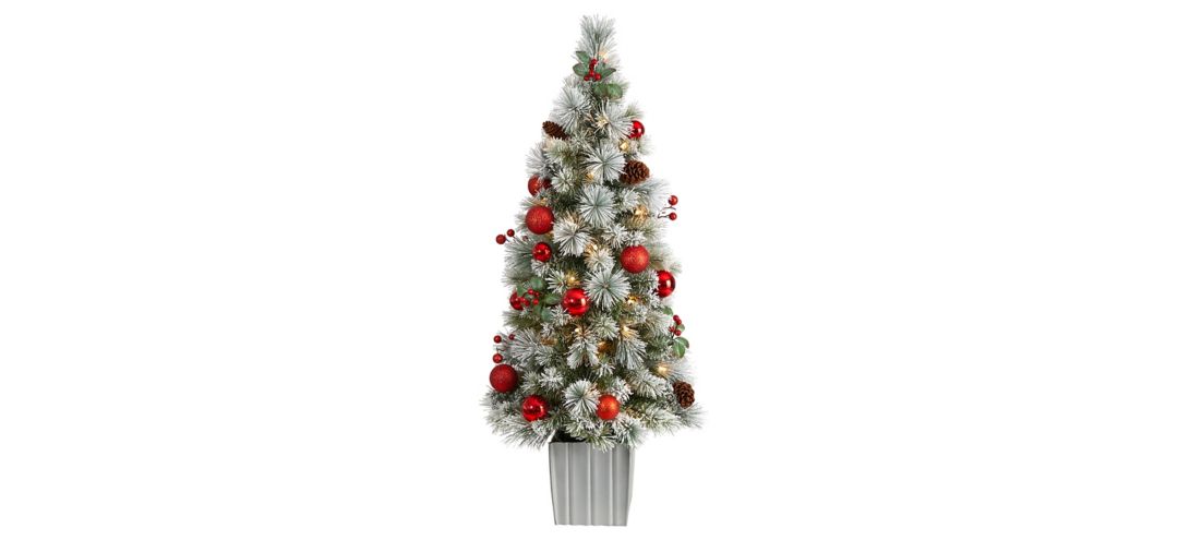 4 Pre-Lit Winter Flocked Artificial Tree