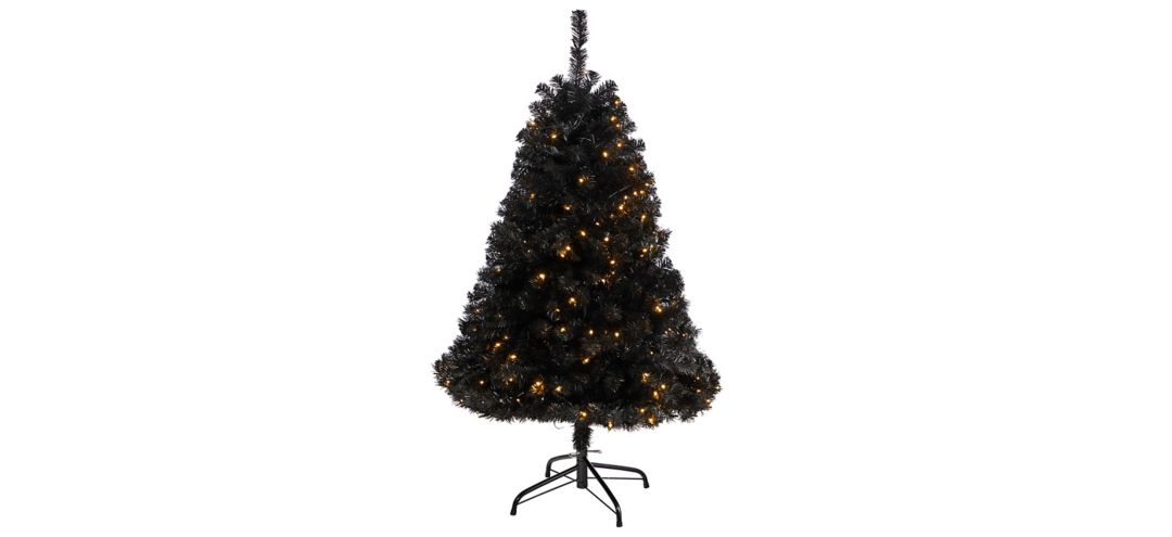 4' Pre-Lit Black Artificial Tree