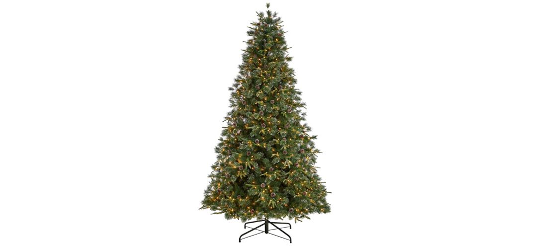 9' Pre-Lit Snowed Tipped Clermont Mixed Pine Artificial Tree