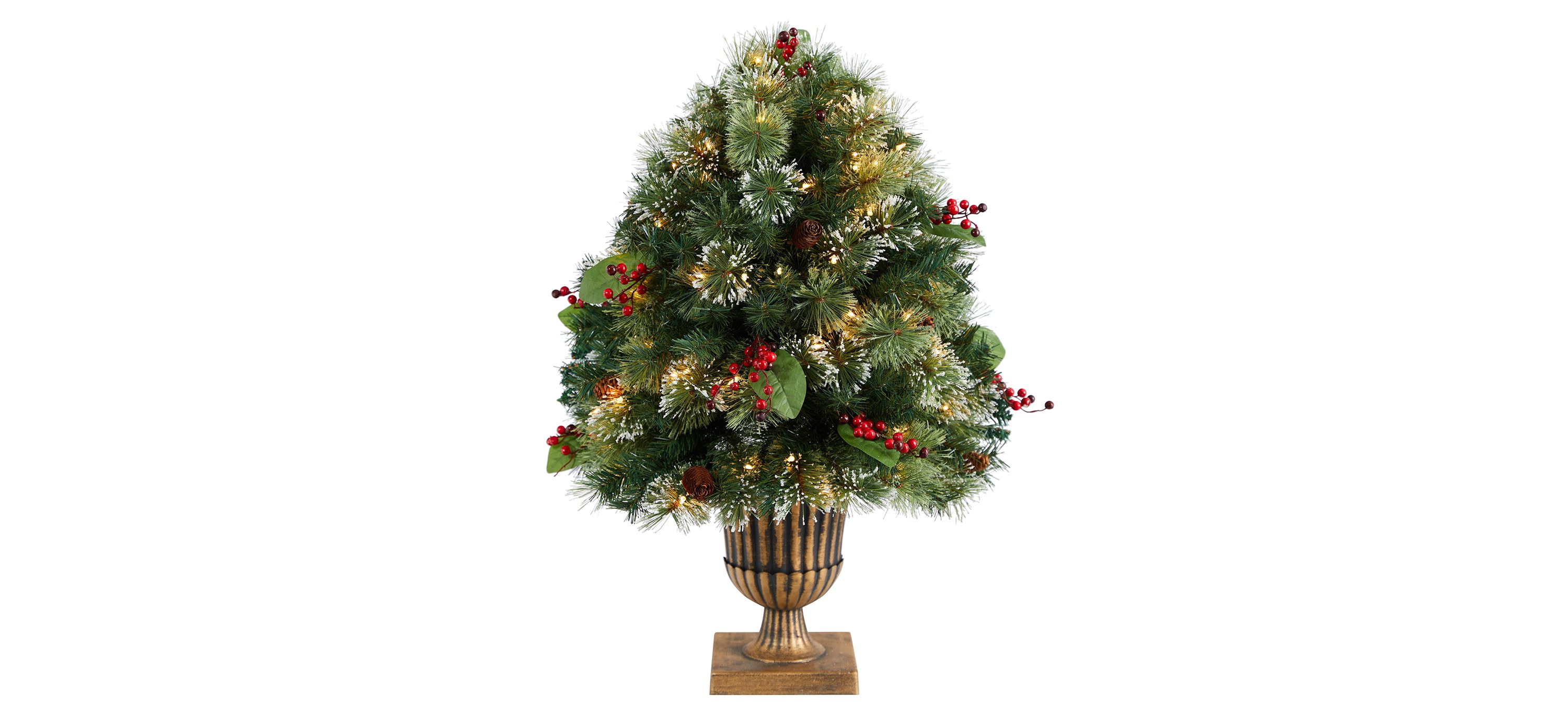 3 Holiday Pre-Lit Snow Tip Artificial Plant in Urn