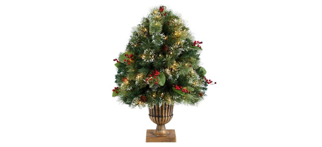 3' Holiday Pre-Lit Snow Tip Artificial Plant in Urn
