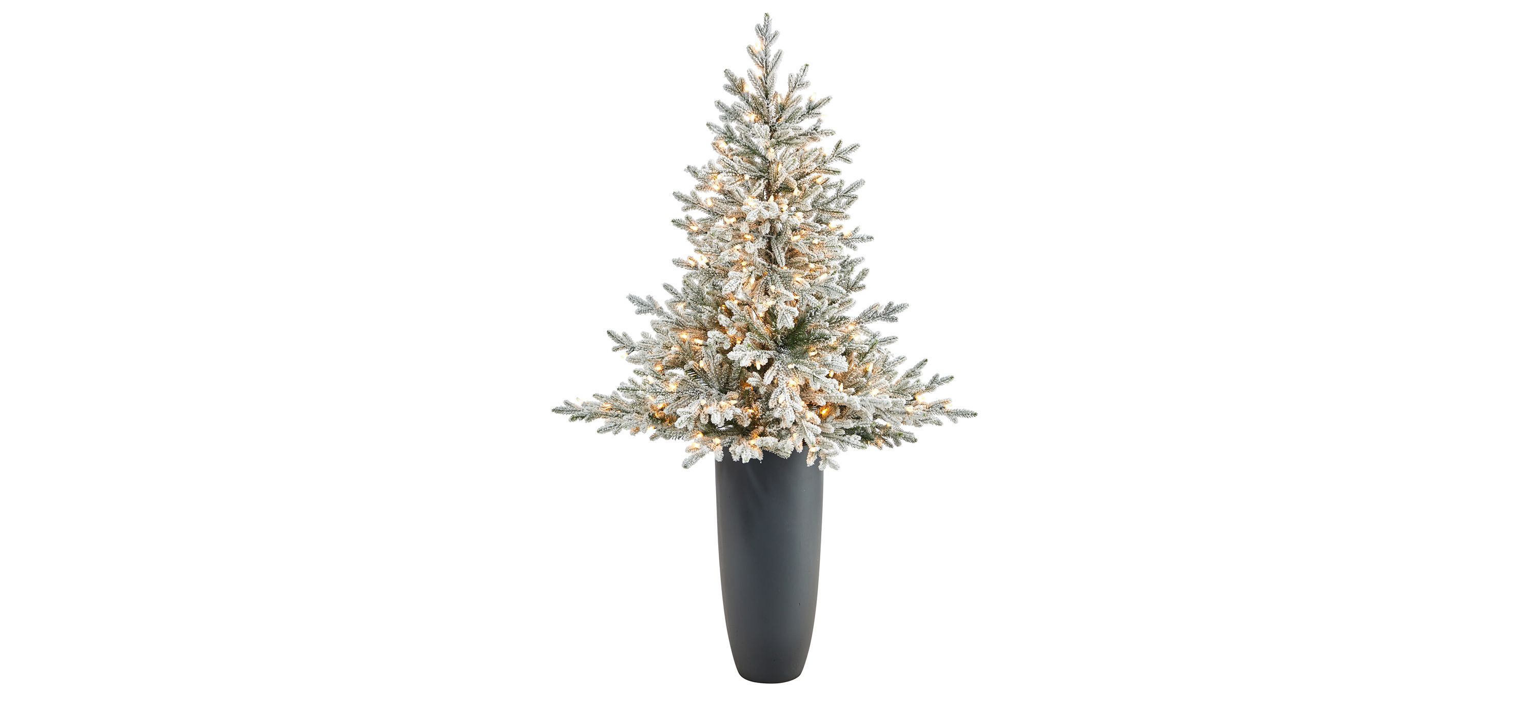 5 Pre-Lit Flocked Fraser Fir Artificial Tree