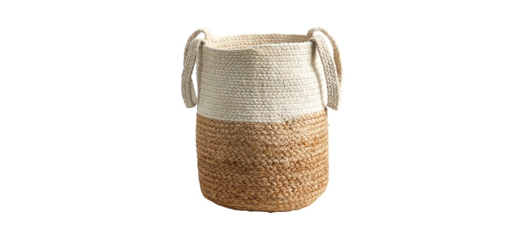 12.5in. Handmade Natural Jute and Cotton Basket Planter