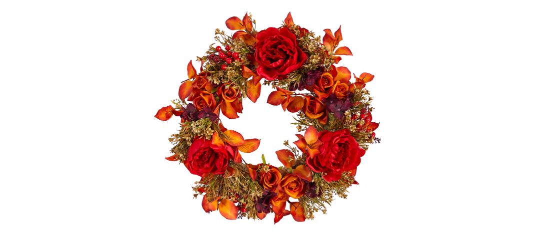 22in. Rose and Peony Artificial Wreath