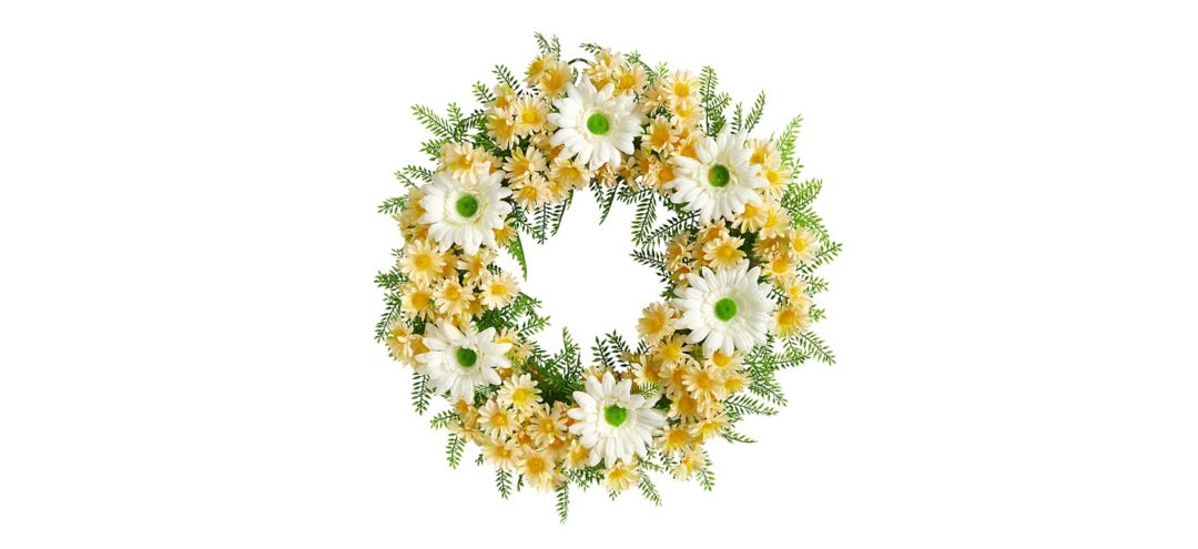 21in. Mixed Daisy Artificial Wreath