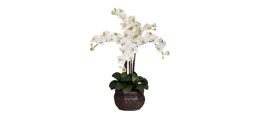 Phalaenopsis with Decorative Vase Silk Flower Arrangement