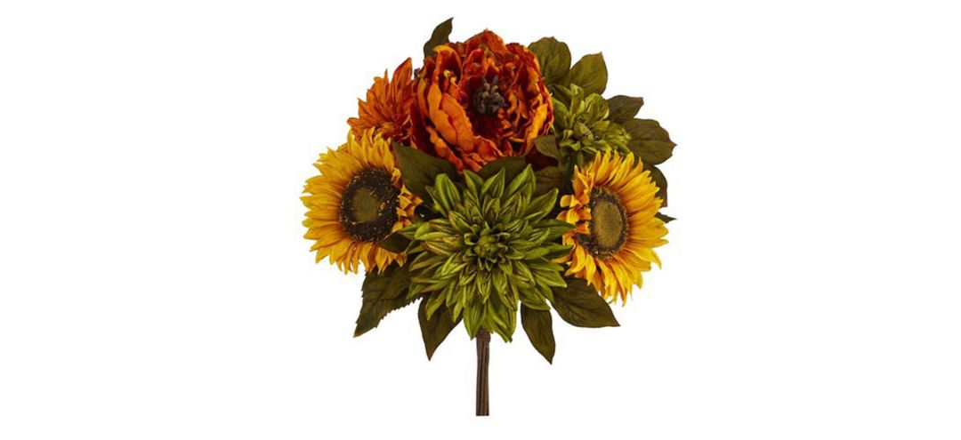 16in. Peony, Dahlia, and Sunflower Bouquet (Set of 2)