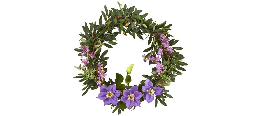 140123550 Olive, Anemone and Dancing Daisy Artificial Wreath sku 140123550