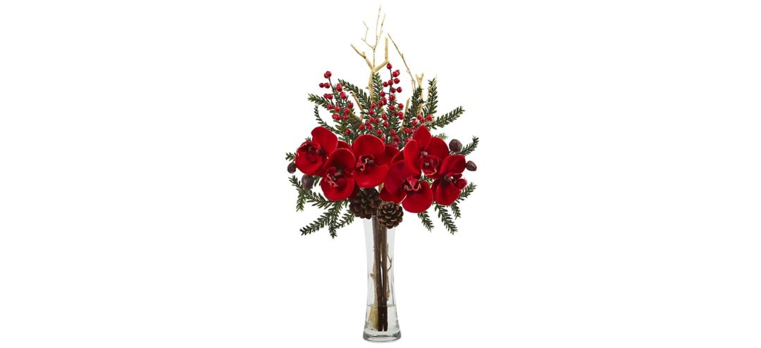 140123690 Mixed Orchid Holiday Artificial Arrangement sku 140123690