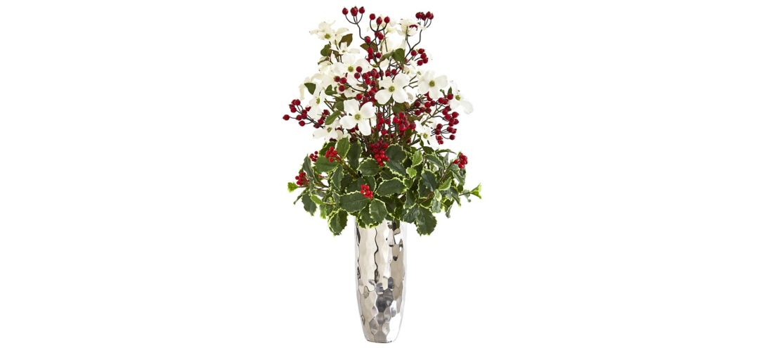 Dogwood and Holly Berry Artificial Arrangement