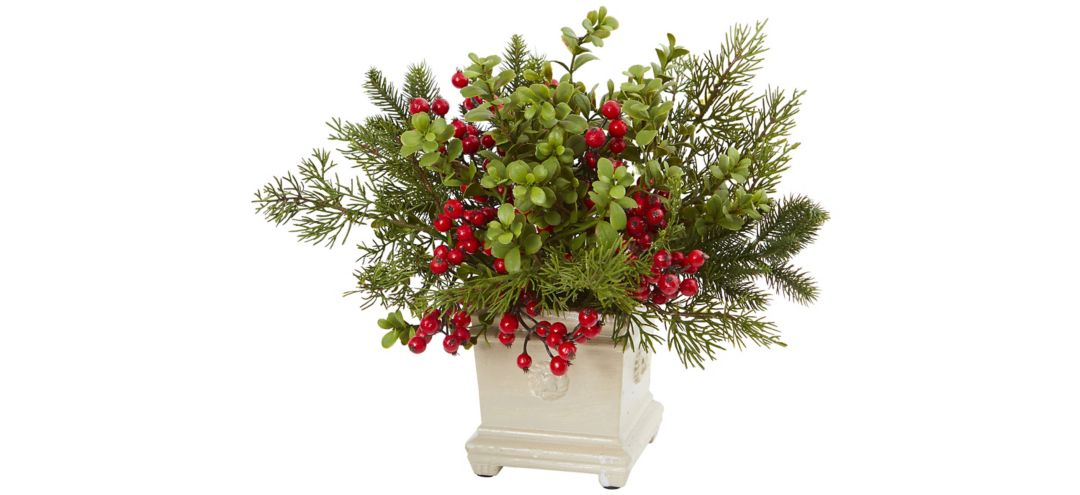Holiday Berry and Pine Artificial Arrangement
