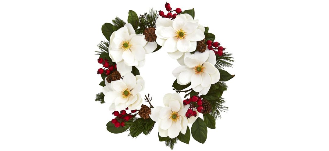 Magnolia, Pine and Berries Artificial Wreath