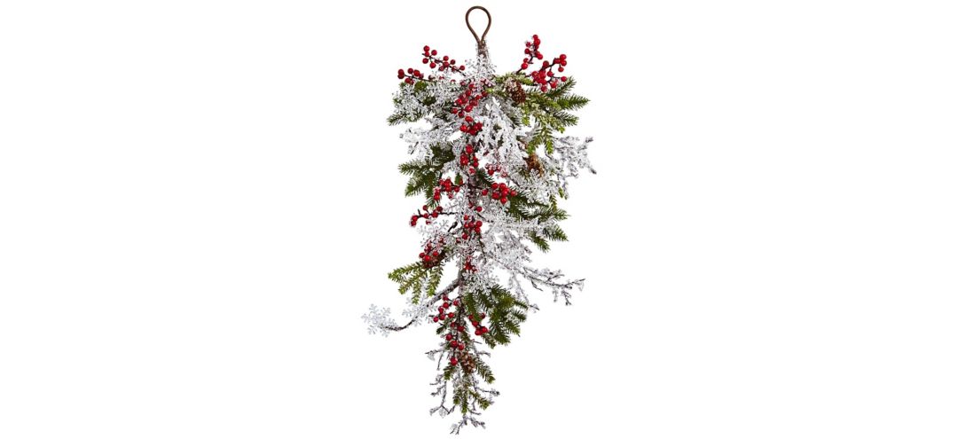 Berry, Pine & Snowflake Artificial Teardrop