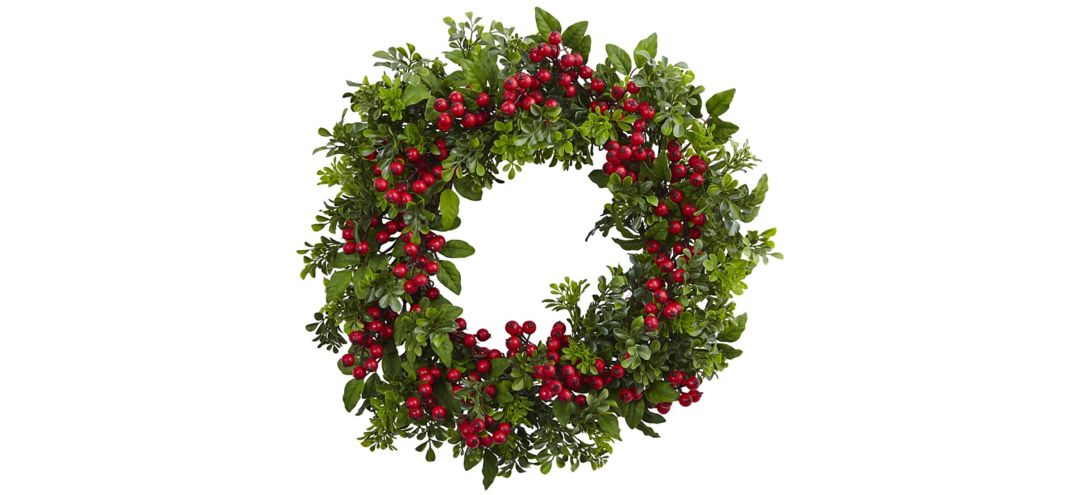 Berry Boxwood Artificial Wreath