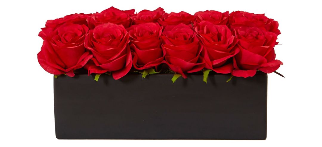 140126520 Dozen Silk Roses in Ceramic Rectangular Planter sku 140126520