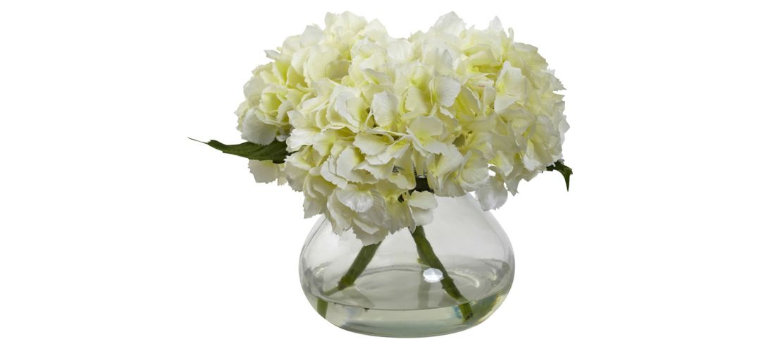 Blooming Cream Hydrangea with Vase