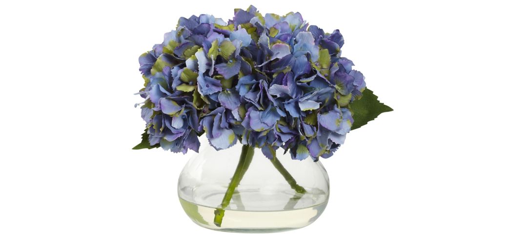 Blooming Blue Hydrangea with Vase