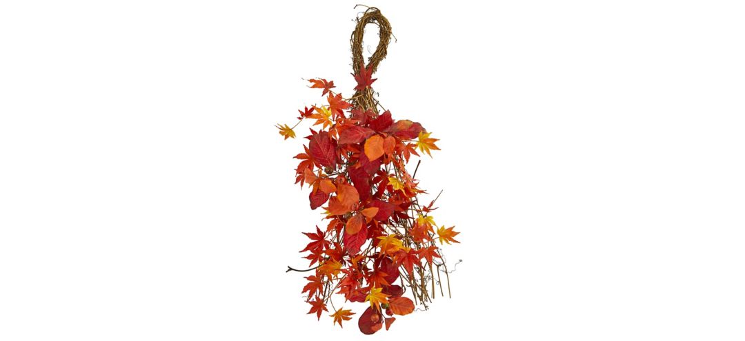 Mixed Japanese Maple, Magnolia Leaf and Berries Artificial Teardrop