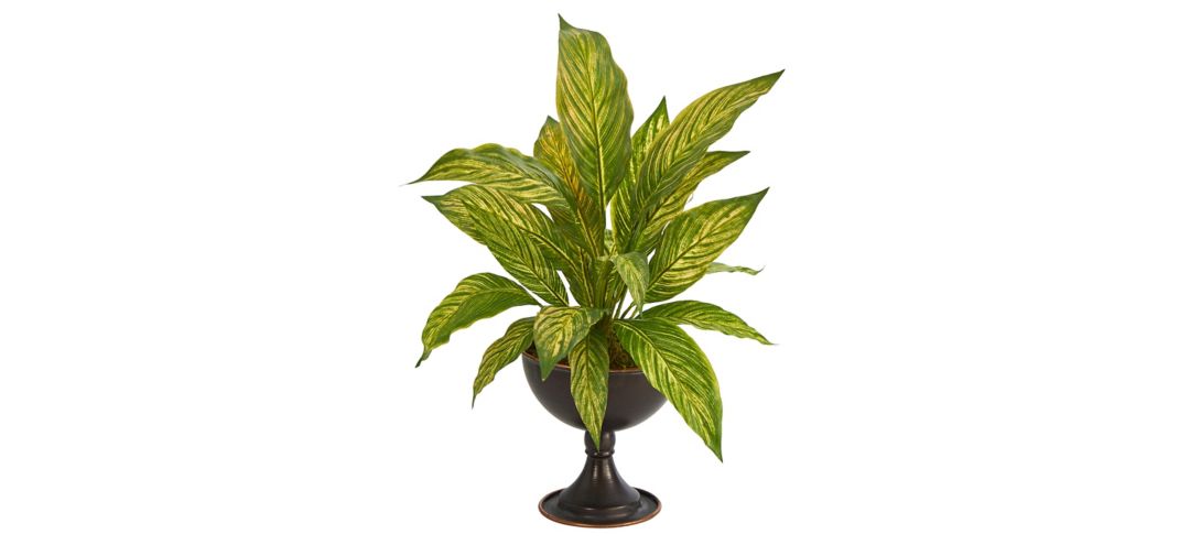 Musa Leaf Artificial Plant in Metal Chalice