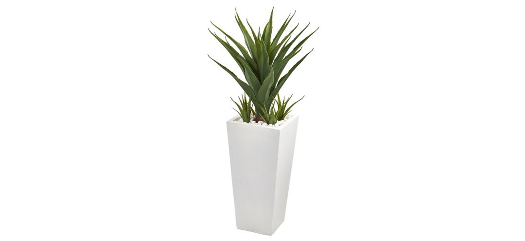 Spiky Agave Artificial Plant in White Planter