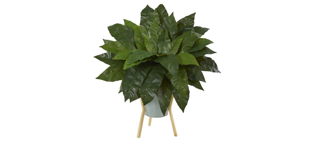Bird's Nest Fern Artificial Plant in Green Planter with Stand
