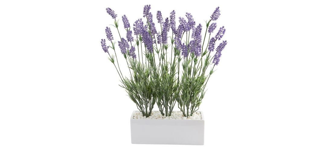 Lavender Artificial Plant in White Planter