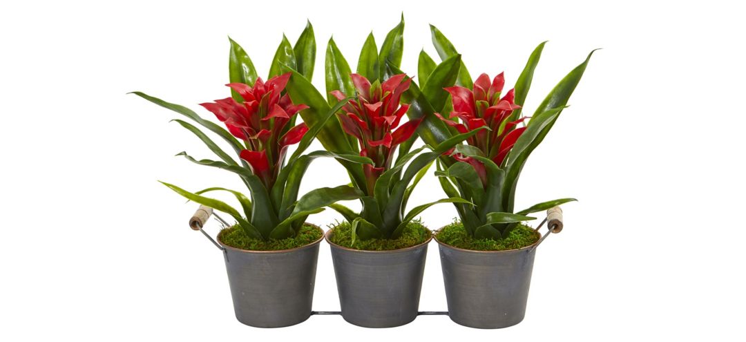 140127940 Triple Potted Bromeliad Artificial Plant in Decora sku 140127940