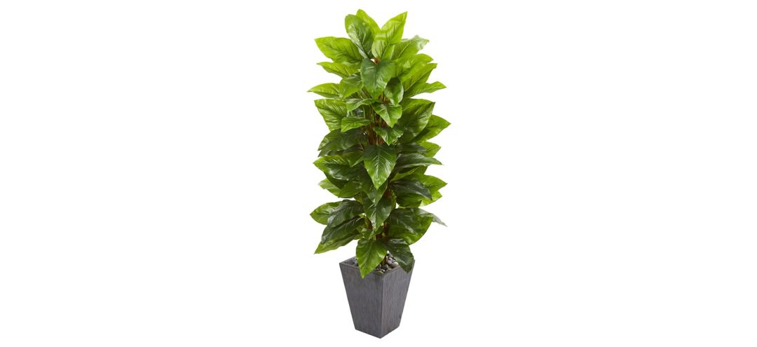 Large Leaf Philodendron Artificial Plant in Slate Planter